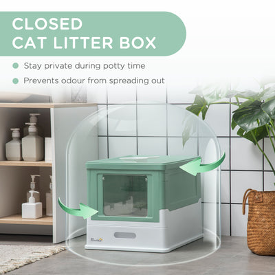 Cat Litter Box – Fully Enclosed Portable Pet Toilet with Scoop