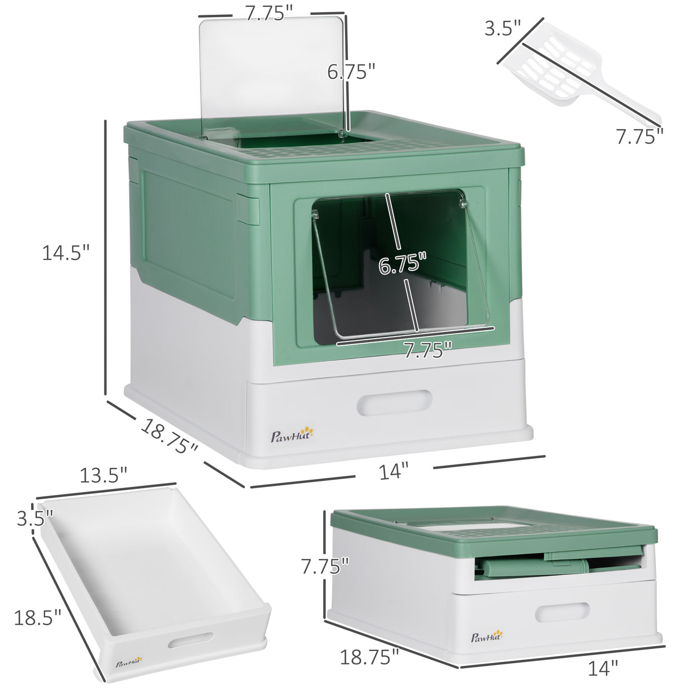 Cat Litter Box – Fully Enclosed Portable Pet Toilet with Scoop