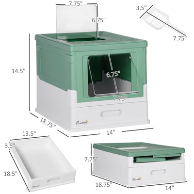 Cat Litter Box – Fully Enclosed Portable Pet Toilet with Scoop