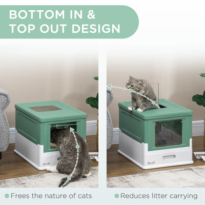 Cat Litter Box – Fully Enclosed Portable Pet Toilet with Scoop