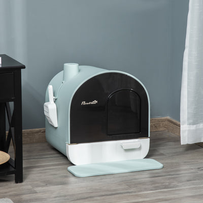 Cat Litter Box with Lid – Indoor Pet Toilet with Tray, Scoop & Strainer