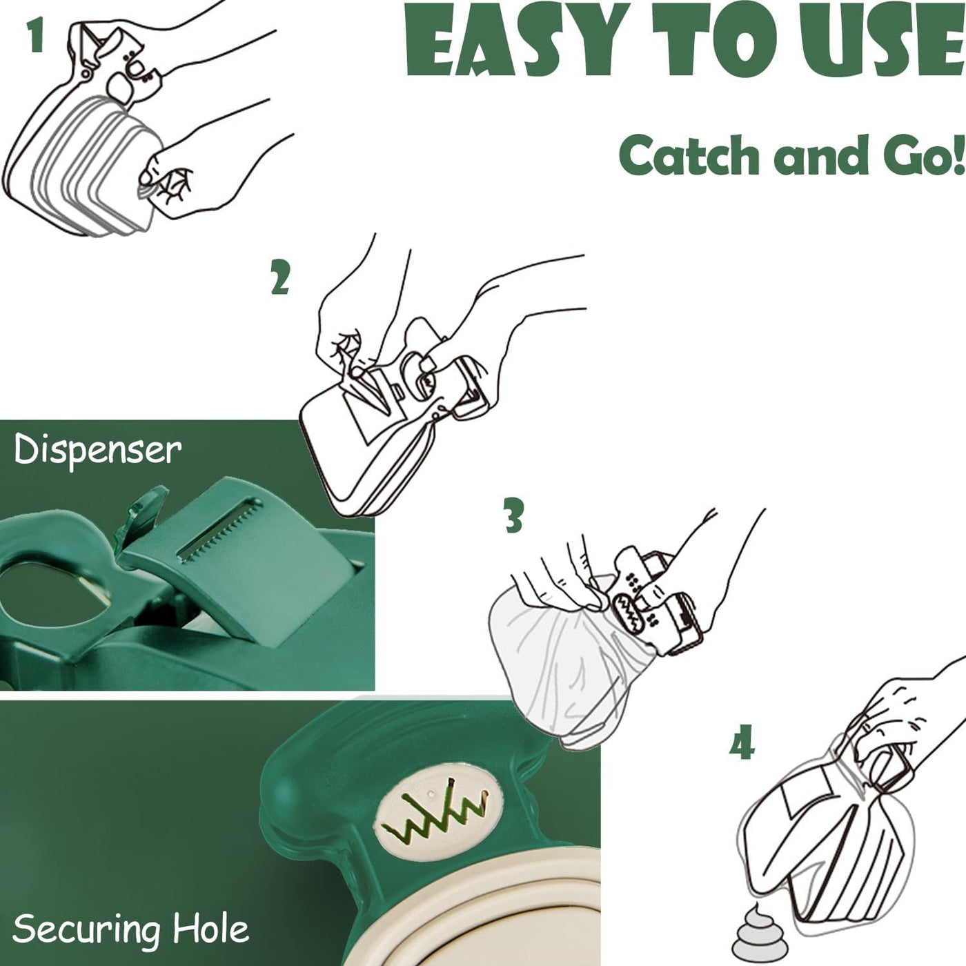 Dog Pooper Scooper – Portable Handheld Waste Picker with Bag Holder
