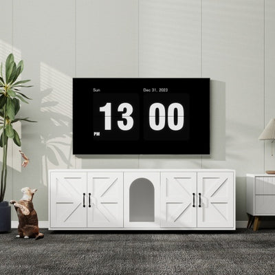 Cat Litter Box Furniture – Modern Wooden Double Room with Cat Door