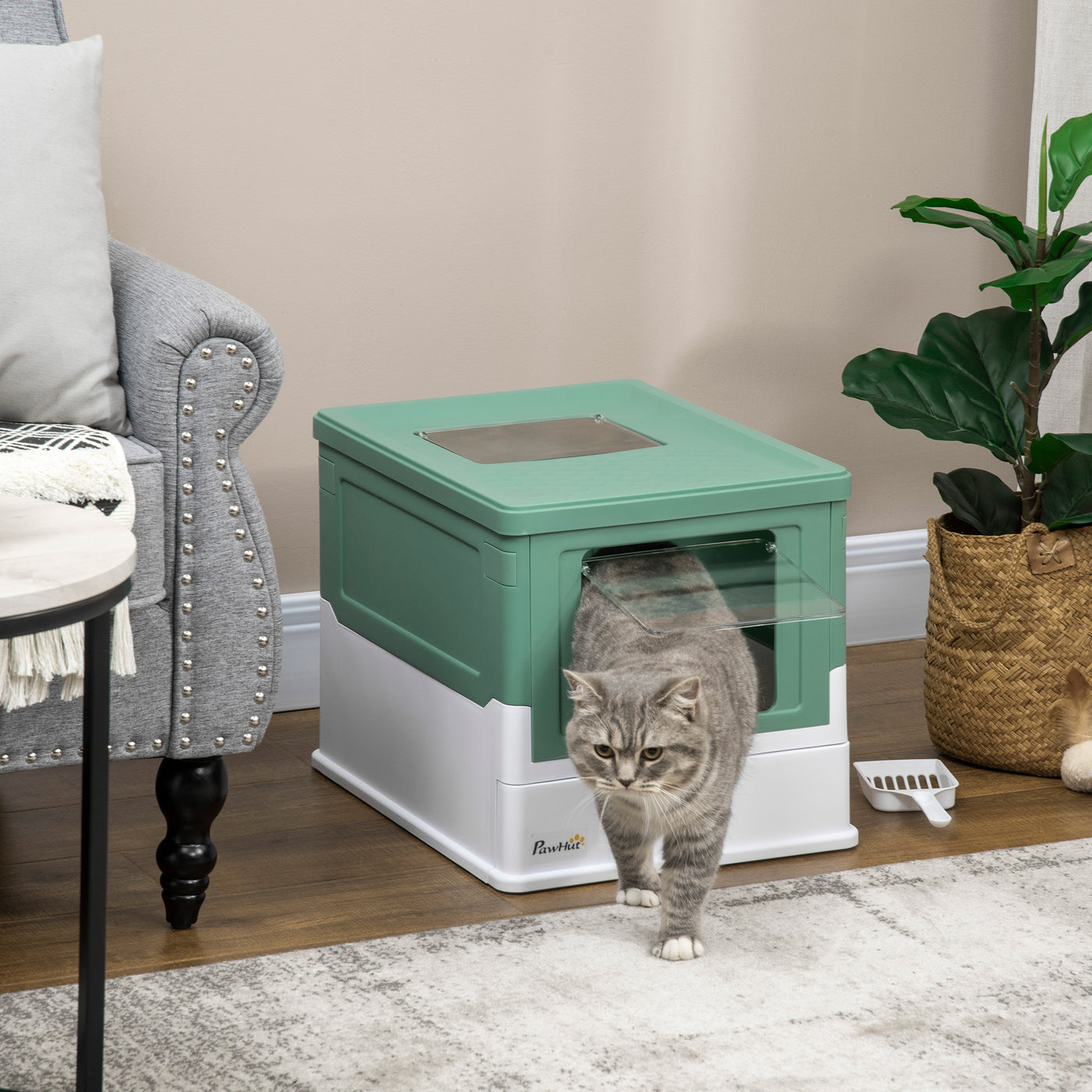 Cat Litter Box – Fully Enclosed Portable Pet Toilet with Scoop