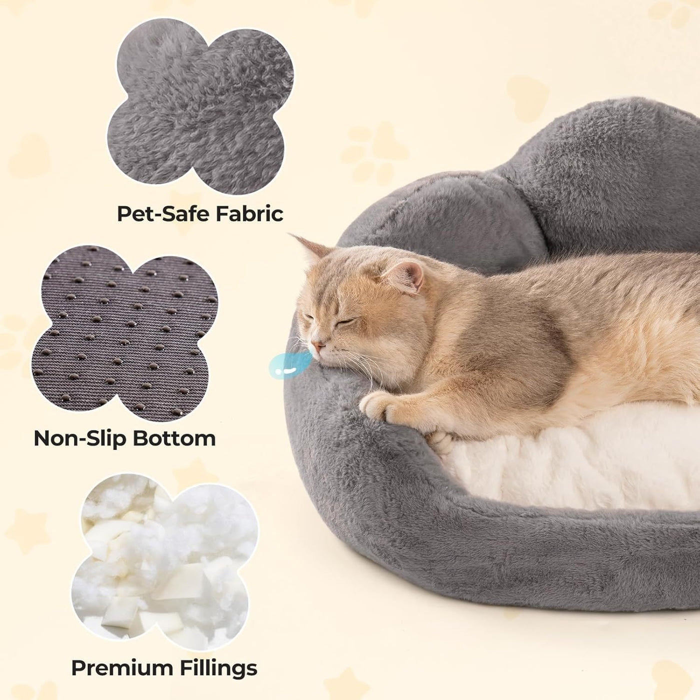 Cat Bed – Fluffy Washable Pet Sofa Bed for Cats & Small Dogs