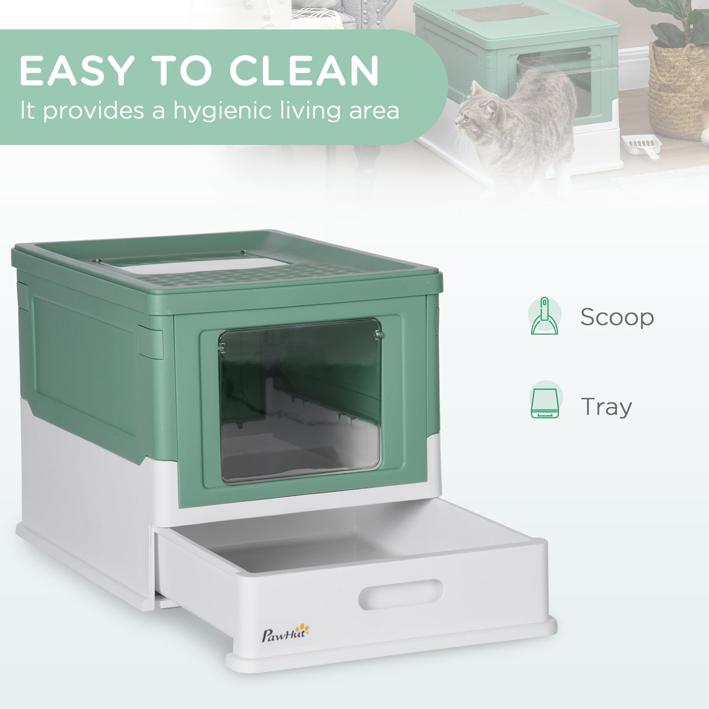 Cat Litter Box – Fully Enclosed Portable Pet Toilet with Scoop