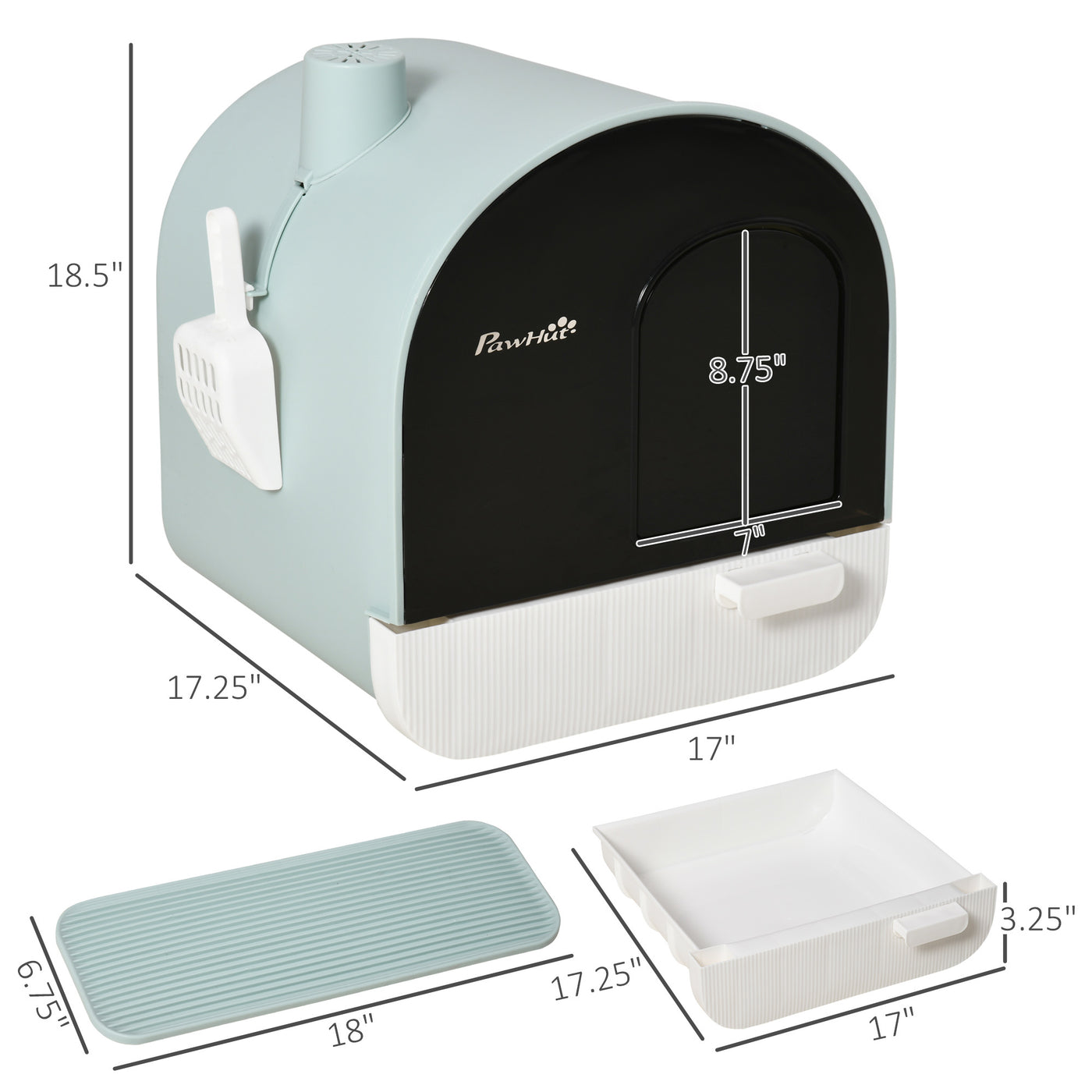 Cat Litter Box with Lid – Indoor Pet Toilet with Tray, Scoop & Strainer