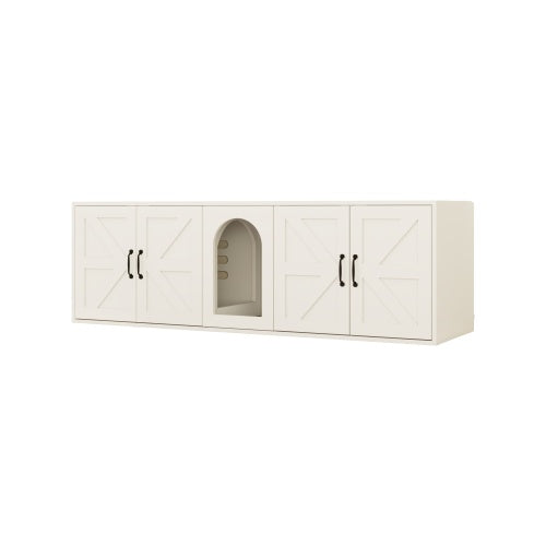 Cat Litter Box Furniture – Modern Wooden Double Room with Cat Door