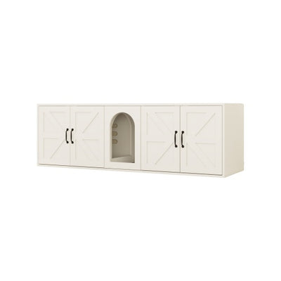 Cat Litter Box Furniture – Modern Wooden Double Room with Cat Door