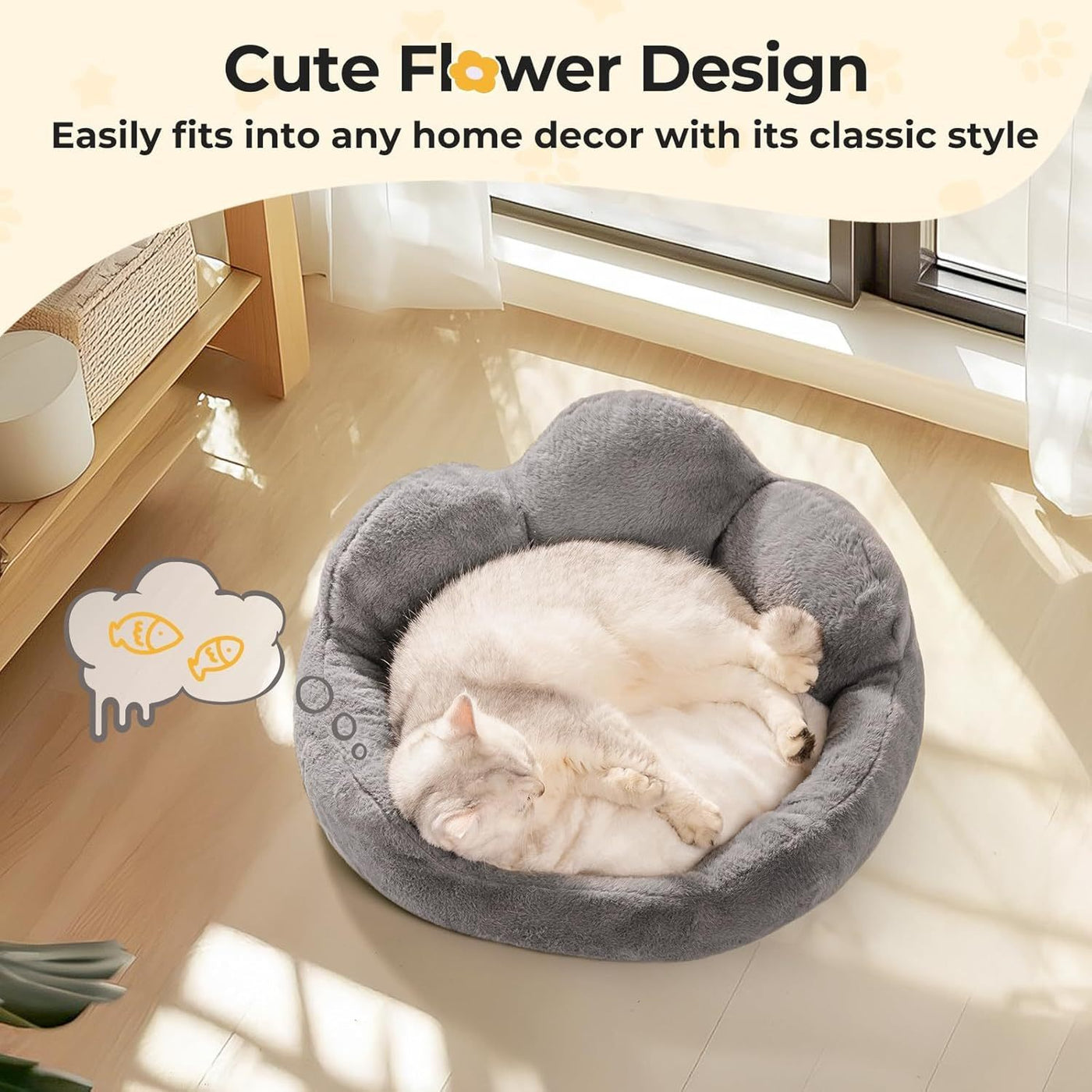 Cat Bed – Fluffy Washable Pet Sofa Bed for Cats & Small Dogs