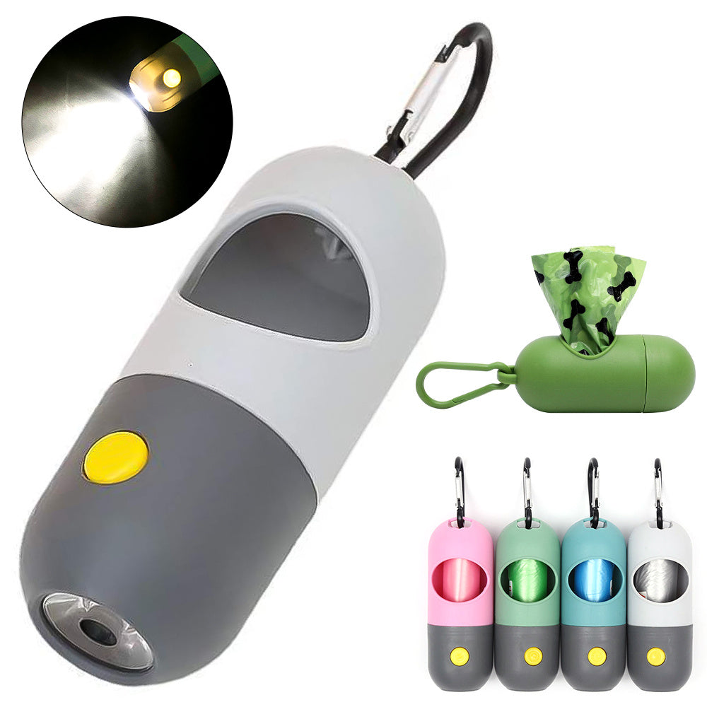 Pet Waste Bag Dispenser – LED Light Poop Bag Holder for Dogs & Cats