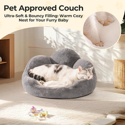 Cat Bed – Fluffy Washable Pet Sofa Bed for Cats & Small Dogs